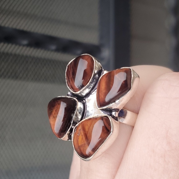 New Red Tiger Eye 925 Silver Ring. - Picture 6 of 14